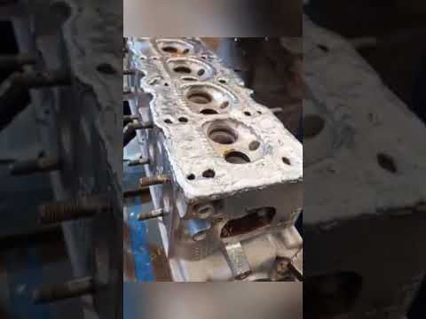 The cylinder head water channel is corroded, fully welded and polished smooth.