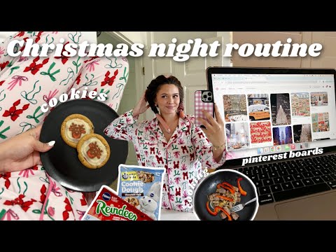 HOLIDAY NIGHT ROUTINE | cooking, christmas movies, skin care & cookies