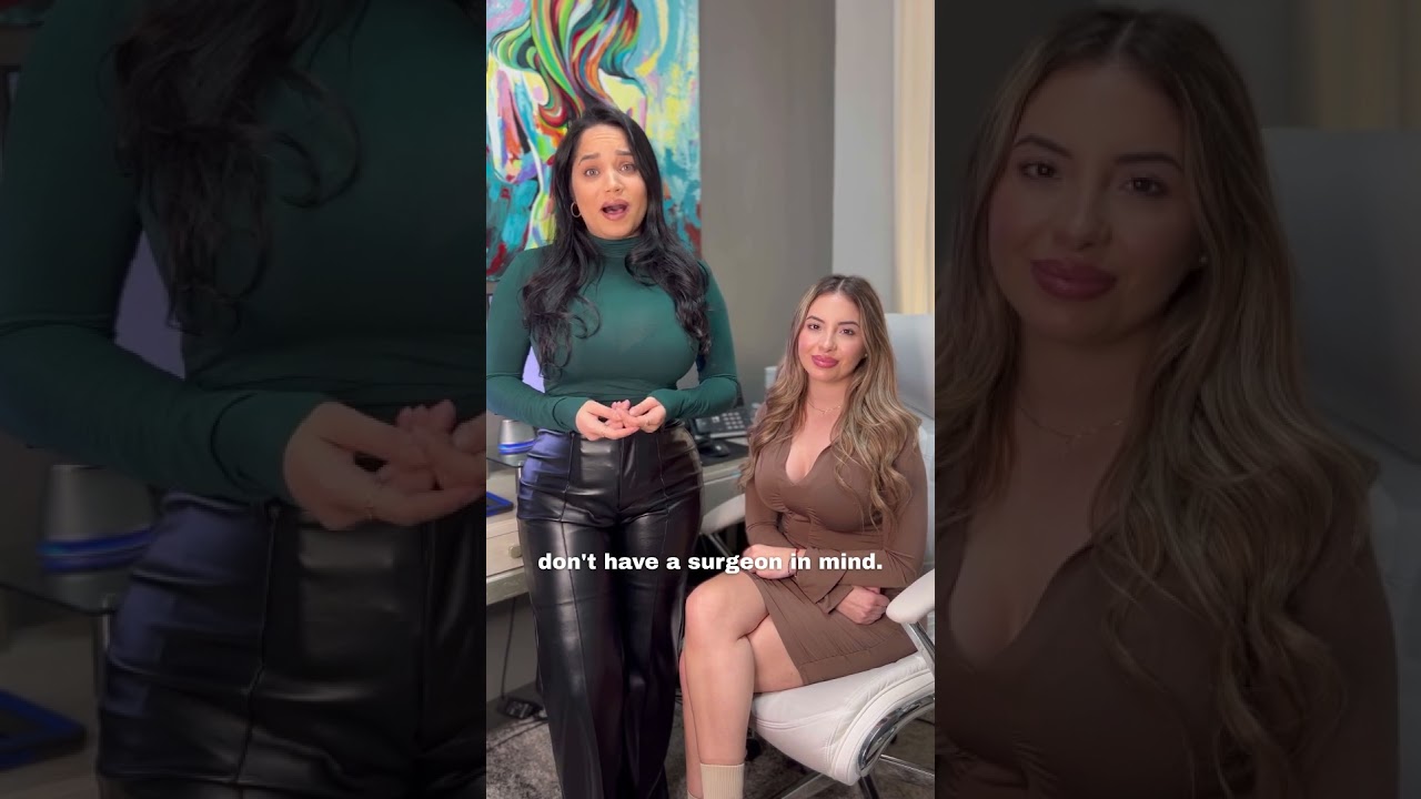 Women discussing cosmetic surgery options.