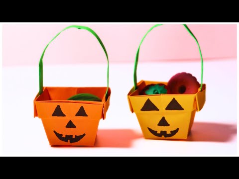 Origami Pumpkin Basket | Halloween Paper Craft