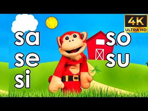 SIÍLABAS SA SE SI SO SU El Mono Sílabo en 4K - Videos Infantiles  Educación para Niños #monosilabo