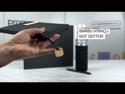 Bambu Kapaklı 500 ml Su Şişesi, Bambu Detaylı Defter & Touchpen Kalem Kutulu VIP Hediye Seti Promozone