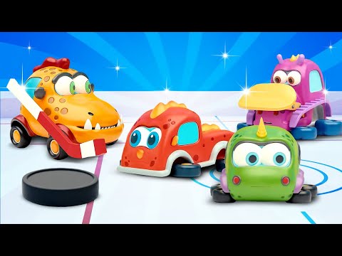 Vamos jogar o hóquei com os carros Mocas! Quem vai ganhar? Desenhos animados. Desenho animado