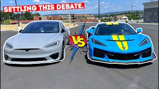 C8 ZR1 VS TESLA PLAID RACES!!! Settling the ZR1 Drama... *Fanboys are MAD*