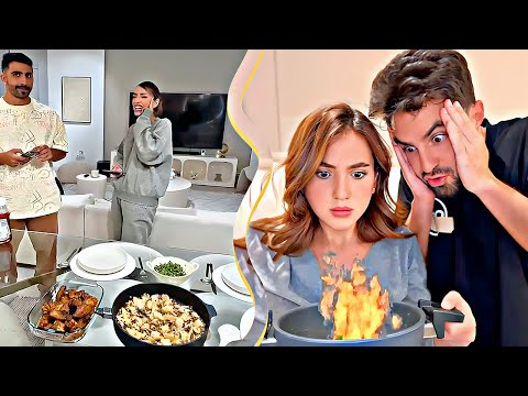 عزمنا خالد ونورا عالعشا 😋 غيث حرق طبخة سارة 😱🔥