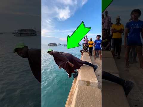 He tripped just as he was jumping into the sea 💀😱