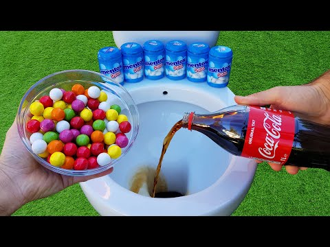 Experiment !! CANDY vs Coca Cola, Sprite and Mentos in the toilet