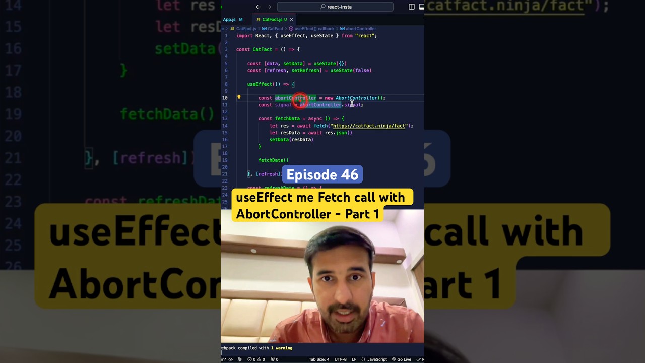 fetch call k saath AbortController kaise use kre? #reactjstutorial