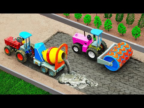 Diy mini tractor making Concrete Road Construction | diy Road Roller, Mixer Truck | HP Mini