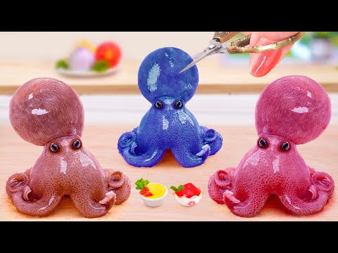 Tasty Cooking Stir Fried Korean Octopus Sweet and Sour in Miniature Kitchen - ASMR Cooking Mini Food