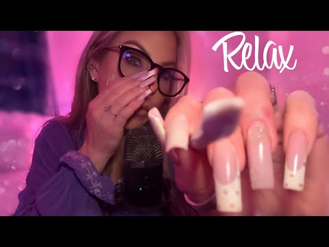 ASMR CLICKY Whispering & Counting The Freckles On Your Face With XL Nails Glasses Tapping