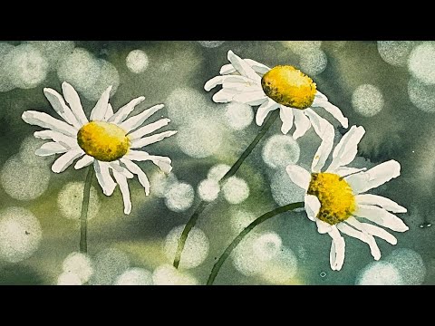 Easy 4-colour Watercolour Daisies Tutorial - Step By Step!