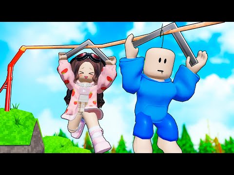 MONTA el OBBY de TIROLINA MÁS LARGO en Roblox! 🎢😱 BEBE NOOB en ROBLOX