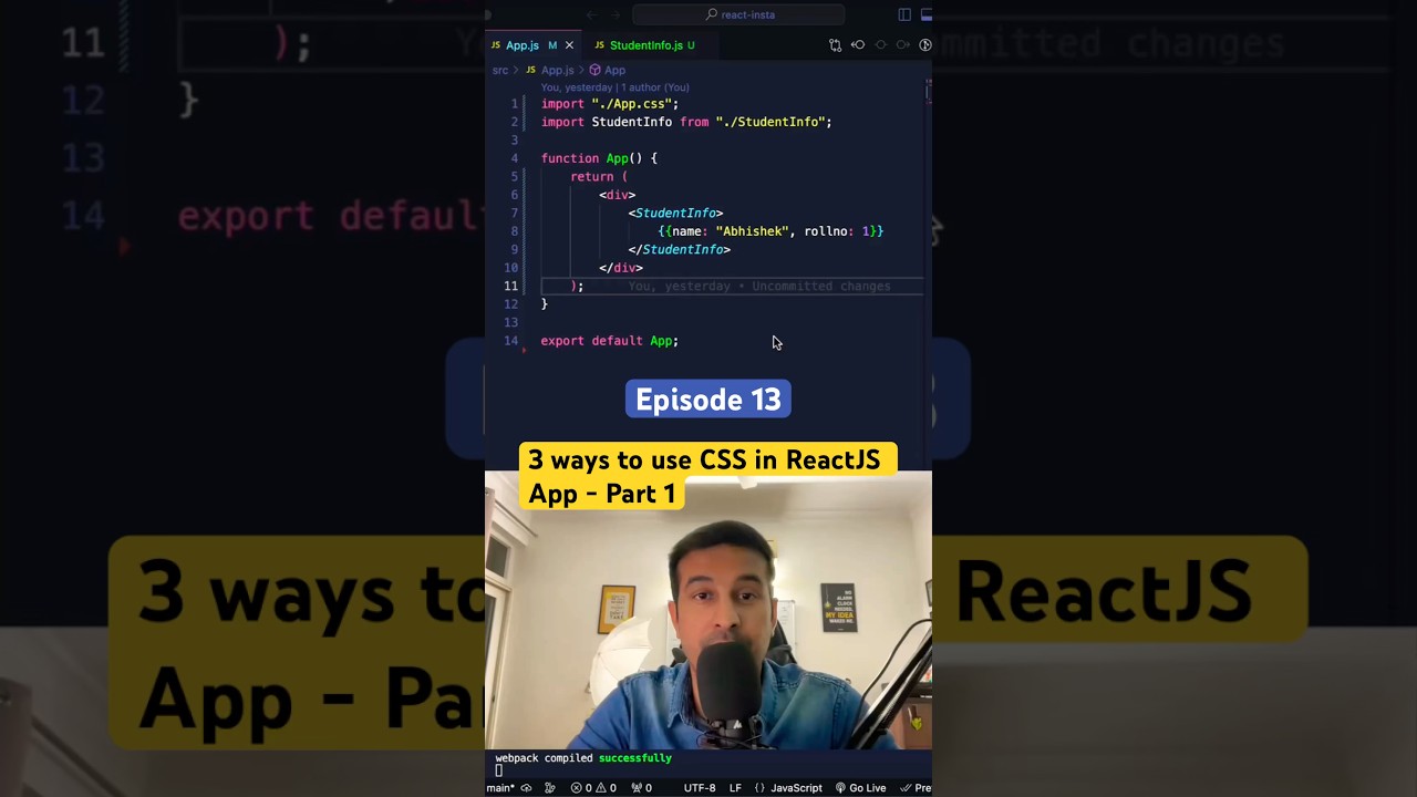 3 ways to add CSS to ReactJS App UI 😬 #reactjs #reactjstutorial