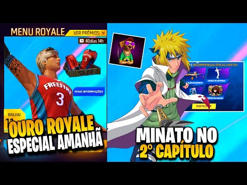 É AMANHÃ!! OURO ROYALE ESPECIAL, MINATO GRÁTIS? EVENTO 8° ANIVERSÁRIO E MAIS - NOVIDADES FREE FIRE