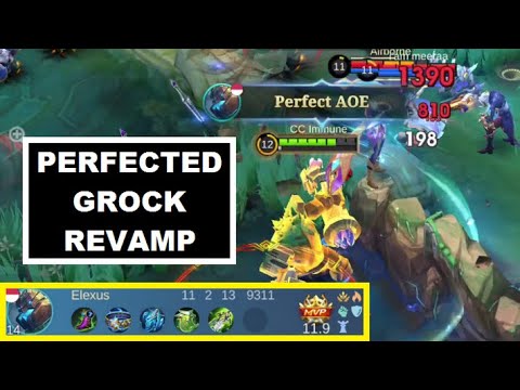 Revamped Grock Multiple Buff Perfect AOE & CC Master Gameplay - Grock Revamp Semi Tank Build MLBB
