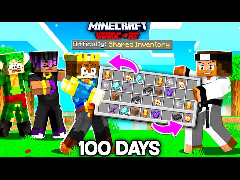 100 Days But We Share ONE INVENTORY In Minecraft 😰