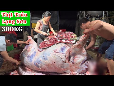 THỊT TRÂU LẠNG SƠN, KỸ NĂNG LỌC THỊT CON TRÂU 300KG SIÊU NHANH, ĐĨA TRÂU GIẬT SÀO TỎI THƠM NGON