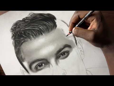 Draw Cristiano Ronaldo / Hyper-realistic hair/ Timelapse video by kevi artz