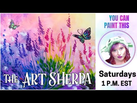 The Art Sherpa Show | Easy Q-tip technique lavender with simple butterfly | Easy Beginner Painting