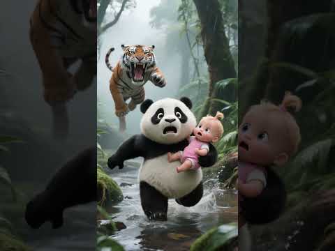 The panda defeated the tiger and saved the baby. It's so amazing! #rescueefforts  #panda  #cute