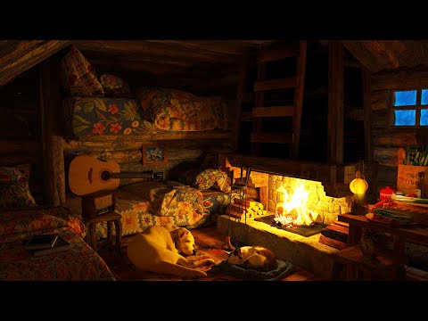 Cozy Winter Hut - Frosty Blizzard, Fireplace and Howling Wind