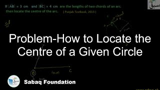 Problem-How to Locate the Centre of a Given Circle