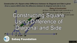 Constructing Square Using Difference of Diagonal and Side