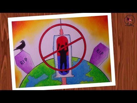 International day against drug abuse poster drawing / Say no to drug drawing / Anti drug day drawing