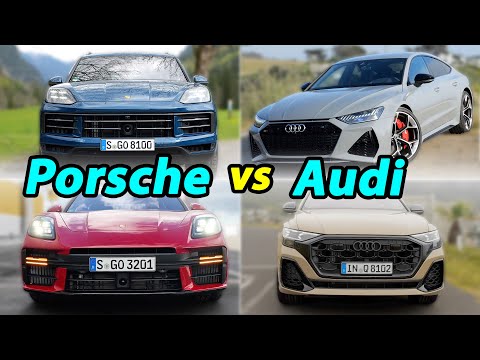 Audi vs Porsche comparison A7 vs Panamera, Q8 vs Cayenne, Q6 vs Macan - including RS and GTS models!