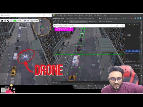 Drone Counting Cars in a Simulator using OpenCV and  YOLO -PySimverse