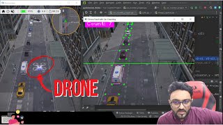 Drone Counting Cars in a Simulator using OpenCV and  YOLO -PySimverse