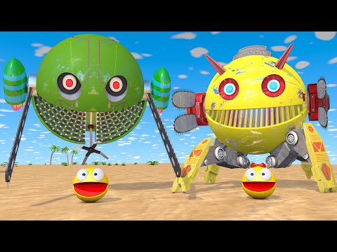 Pacman vs ChainSaw Monsters #15 Compilation | Robo-Jet, Hedge Trimmer, Flying & Qadruped Robots