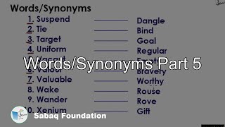 Words/Synonyms  Part 5