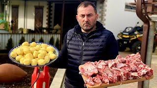 MEAT and POTATOES. KAZAN - KEBAB.