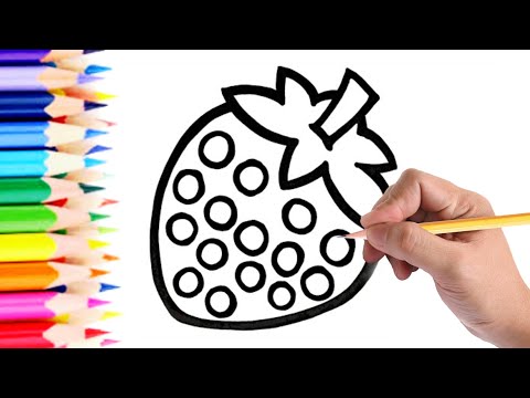 How to strawberry and Fork | Strawberry drawing, painting for kids and toddlers