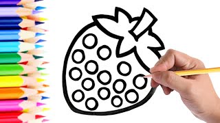How to strawberry and Fork | Strawberry drawing, painting for kids and toddlers