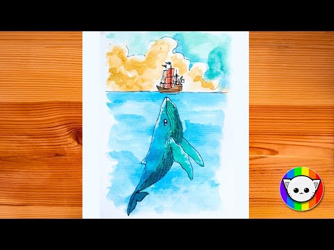 How to draw a whale || आसान चित्र || Painting tutorial