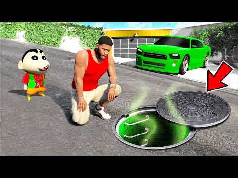GTA 5 :  Franklin and Shinchan Opening SECRET SEWERS under Franklin's House in GTA 5 ! (GTA 5 mods)