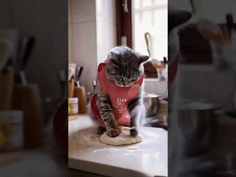 AI-Generated Cat Kneading Dough – Too Cute to Handle! 🐱🍞 #shorts