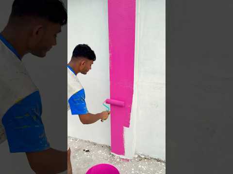 Outside painting pink colour fast cort #art #wallpaiting