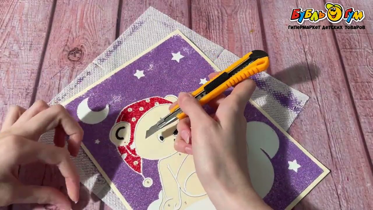 Набор для творчества Фантазер фреска светящаяся Мишка в колпачке - видео