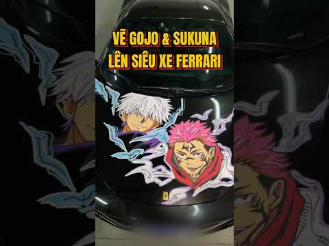 VẼ GOJO VÀ SUKUNA LÊN SIÊU XE FERRARI #art #shorts #gojo #sukuna