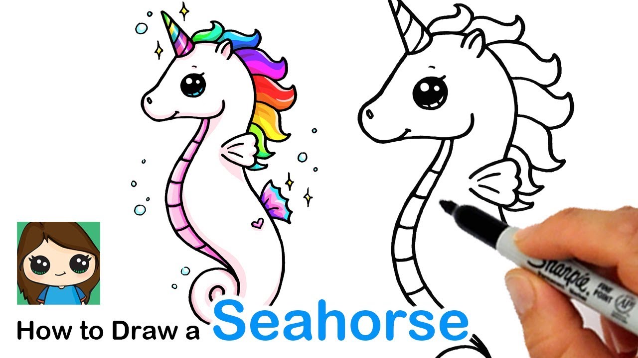 How to Draw a Unicorn Seahorse