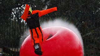 20kg Rubber Band Ball Vs World’s LARGEST Exercise Ball With No Chatter 4k
