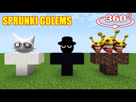 360° VR. DON'T SPAWN SPRUNKI GOLEMS in Minecraft!