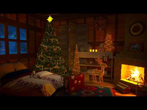 Cozy Christmas Ambience - Relaxing Blizzard, Howling Wind, Crackling Fireplace, Snowfall