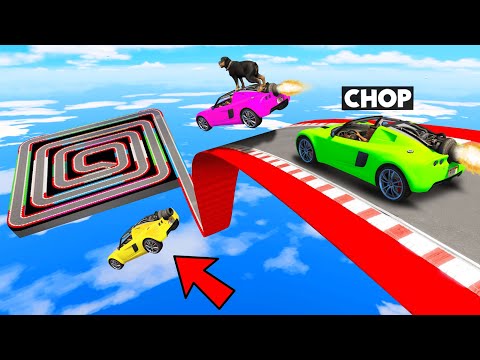 GTA 5 CHOP AND FROSTY MAZE MEGA RAMP CHALLENGE