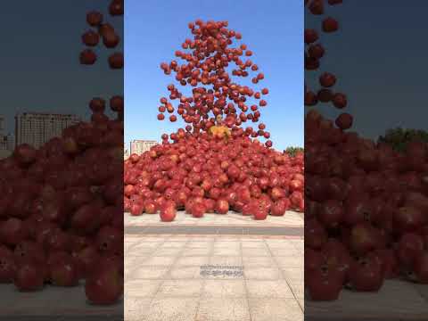 Vegetables and fruits collide with scattered Houdini special effects