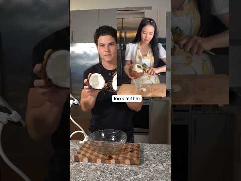 How to open a coconut like a pro…the raw meat tastes really gross. Get my free energy guide in bio!